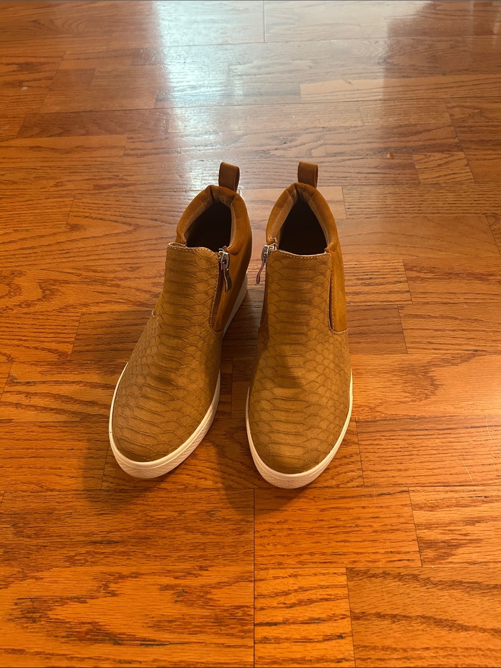 Women's Taupe Slip-On Ankle Booties with Side Zip
